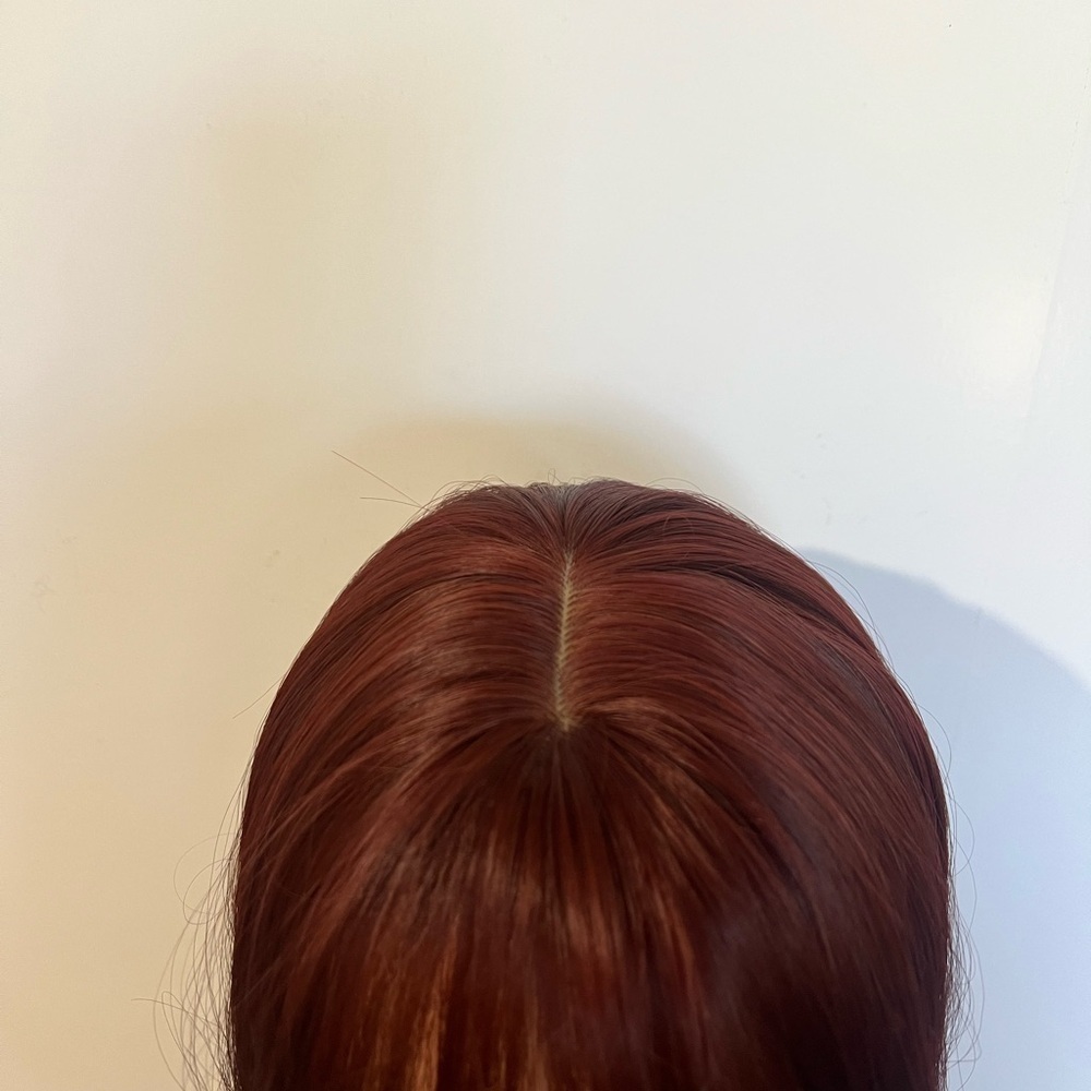 WIG Burgundy Long Wavy  Human hair Blend With Synthetic Fiber - Picture 3 of 8